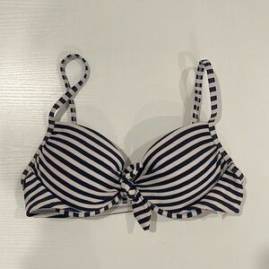 Med blue & white striped bikini top